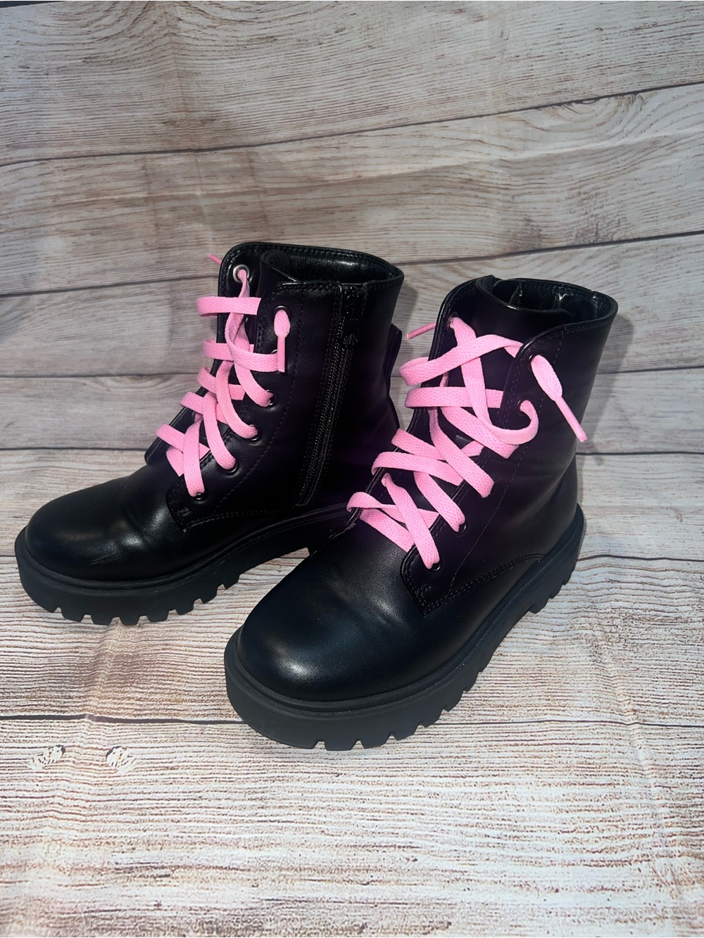 Kids' Bronx Lace Up Combat Boots - Medium Width Zipper Closure Round Toe